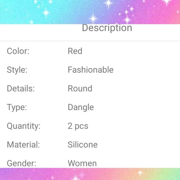 Women's Red Dangle Silicone Earrings NWOT - Picture 4 of 6